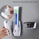 2Pcs Toothpaste Dispenser & Toothbrush Holder Wall Mounted Automatic Toothpaste Squeezer Kit