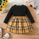 2pcs Baby Girl 100% cotton Sweet Solid color Tshirt and Grid/Houndstooth Skirt Set