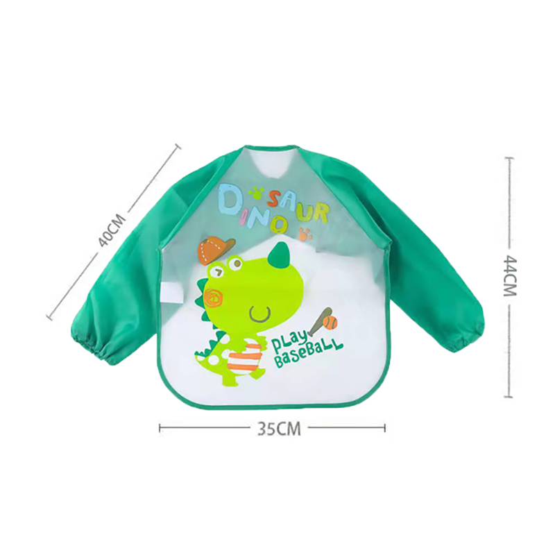 Baby Smock Waterproof Bib Cartoon Giraffe Butterfly Pattern Toddler Eating Clothes Bib Art Smocks 1-3 years old