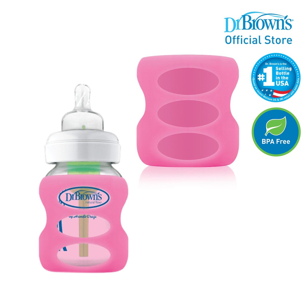 DR BROWN 5 oz / 150 ml Wide-Neck Glass Bottle Sleeve - Pink