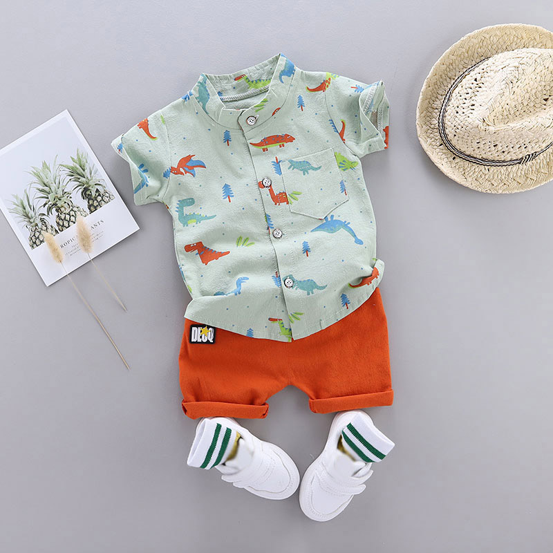 100% Cotton 2pcs Dinosaur Print Short-sleeve Baby Set