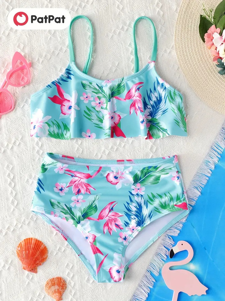 2pcs Kid Girl Floral Print Swimsuit