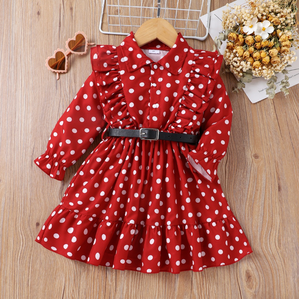 Toddler Girl Sweet Polka Dot Flutter Sleeve Dress