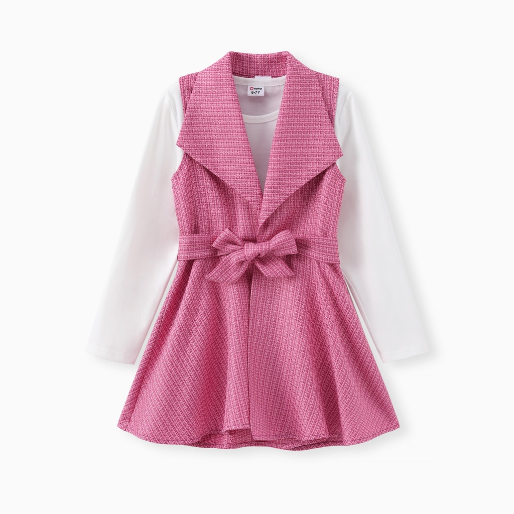 Toddler/Kid Girl 3pcs Fashionale Suit Collar Dress and Tee and Shorts Set