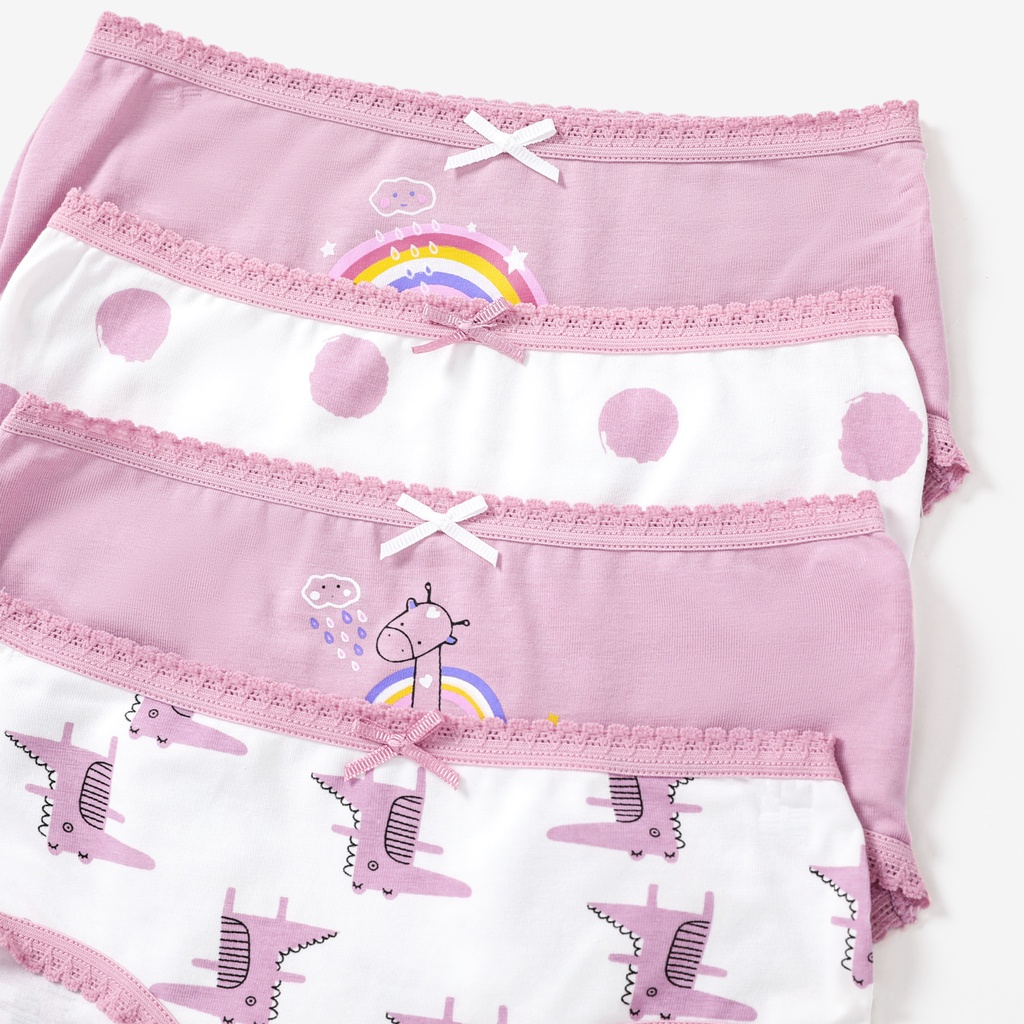 4pcs Kid Girl 3D Hyper-Tactile Cotton Cute Animal Print Underwear Set