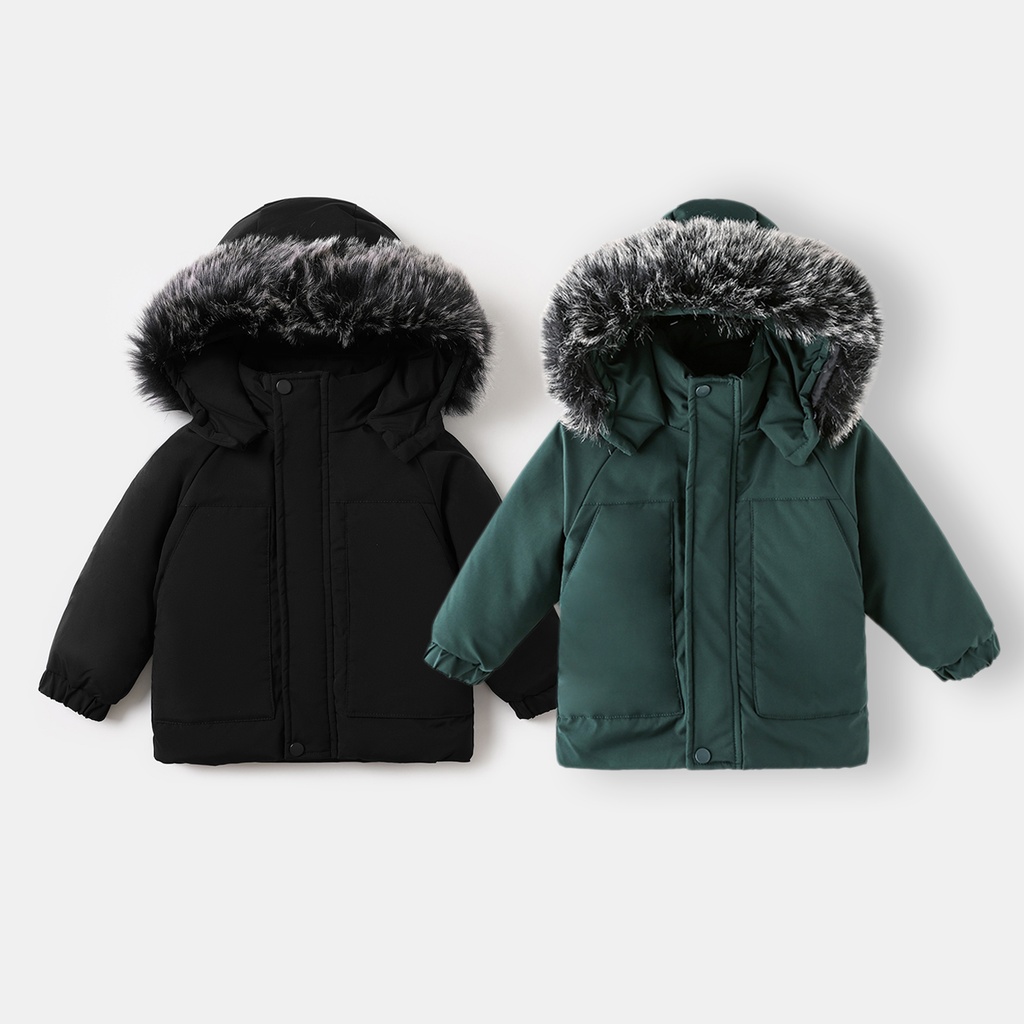 Toddler Boy/Toddler Girl Furry Collar Hooded Parka Cotton-Padded Jacket