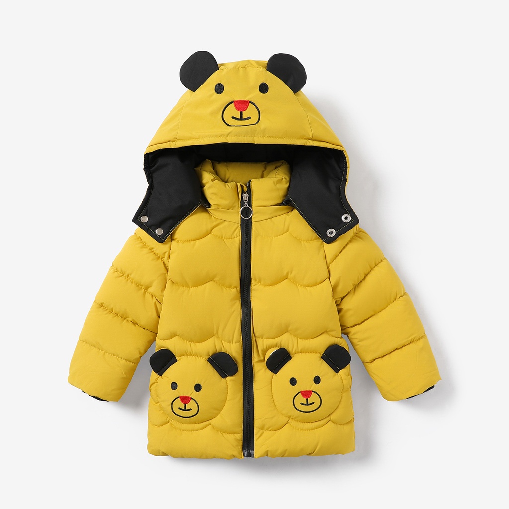Kid Boy Cute Hyper-Tactile Bear  Embroidery Coat 