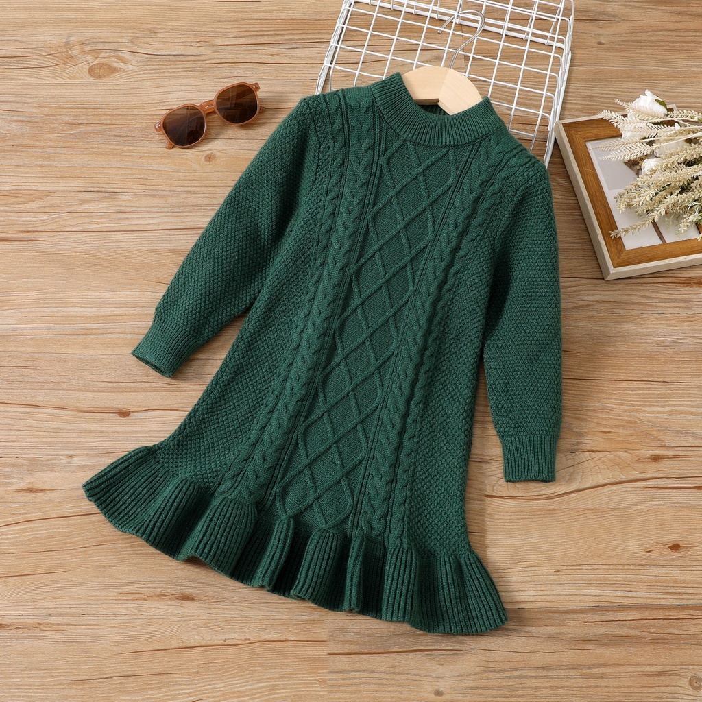 Toddler Girl Textured Ruffled Sweater Dress