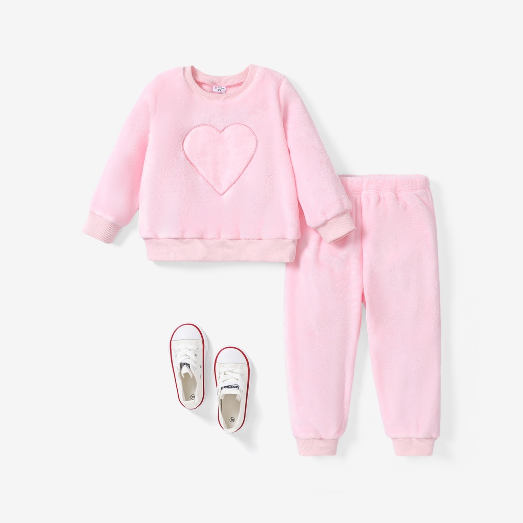 2PCS Toddler Girl Sweet Heart-shaped Set 