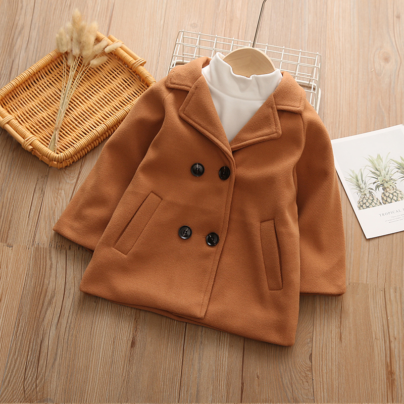 Toddler Girl/Boy Lapel Collar Double Breasted Coat