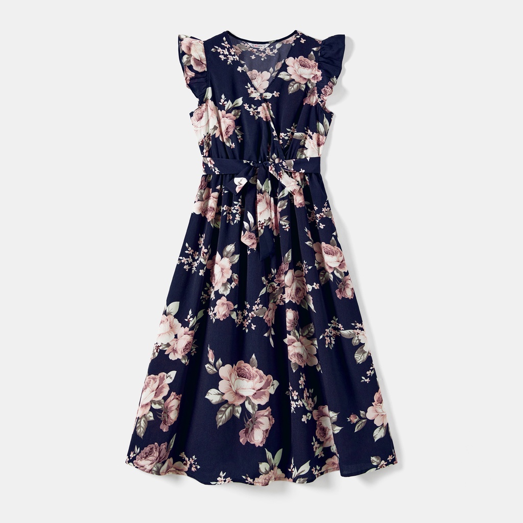 Mommy and Me Allover Floral Print Flutter-sleeve Belted Dresses (6nb30-20663636)