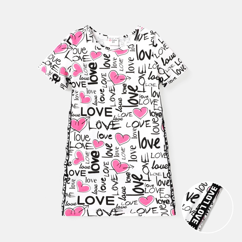 2pcs Toddler Girl 100% Cotton Heart Letter Print Short-sleeve Tee and Shorts Set(6nb30-20581987)