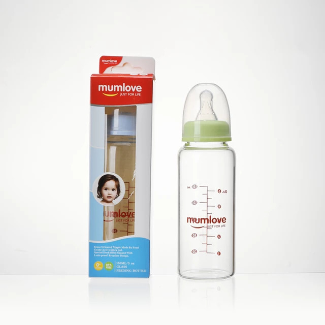 Mumlove 150ml Straight Shape Glass Feeding Bottle (KD)