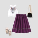 3pcs Kid Girl Boho Pattern Halter Neck Top and Skirt Set