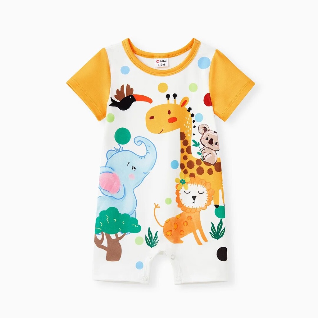 Baby Girl/Boy Childlike Animal Kingdom Pattern Short Sleeve Romper