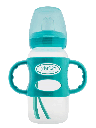 DR BROWN 9 oz/270 ml PP Wide-Neck Sippy Spout Bottle w/ Silicone Handles, Turquoise, Single