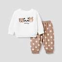 2pcs Baby Boy Childlike Animal Pattern Bear Long Sleeve Top and Pants Set