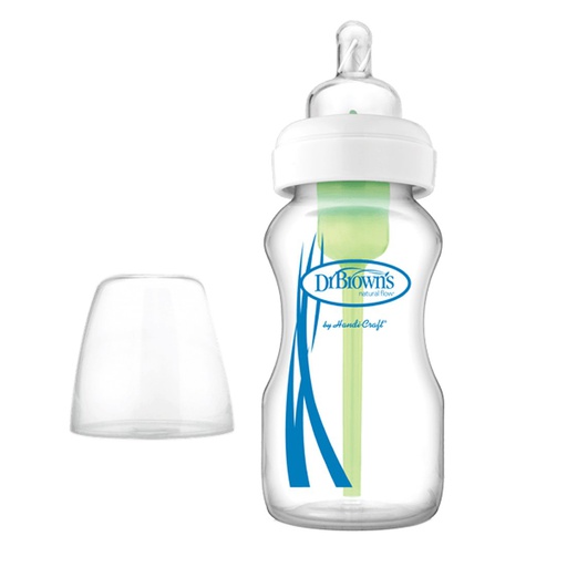 DR BROWN 9 oz/270 ml Options+ Wide-Neck Bottle, Glass, Single