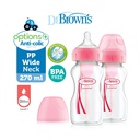 DR BROWN 9 oz/270 ml Options+ Wide-Neck Bottle, PP, PINK, 2-Pack