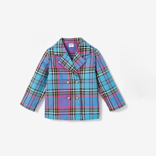 [SC9-20708956] Toddler Girl Double-Breasted Grid Coat