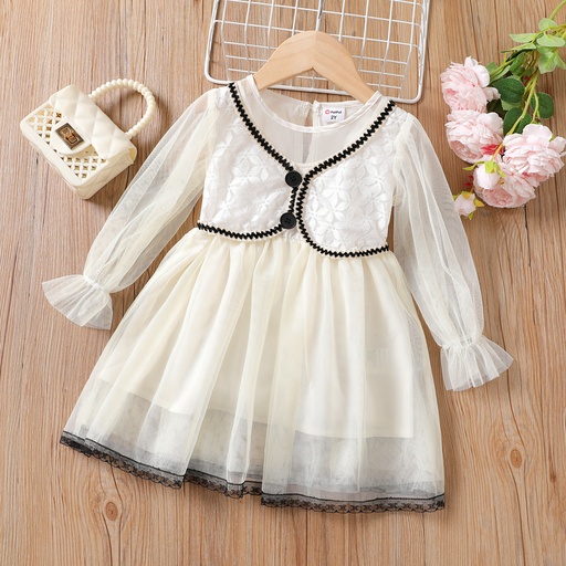 [SC9-20692301] Toddler Girl Faux Layered Lace and Mesh Design Fairy Dress