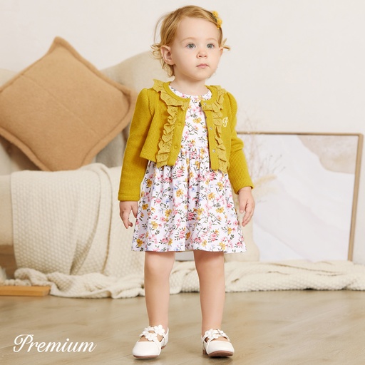 [SC9-20680715] 2pcs Elegant Floral Suit-dress for Baby Girl with Ruffle Edge