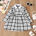 Toddler Girl Classic Grid Pattern Ruffle Edge Dress