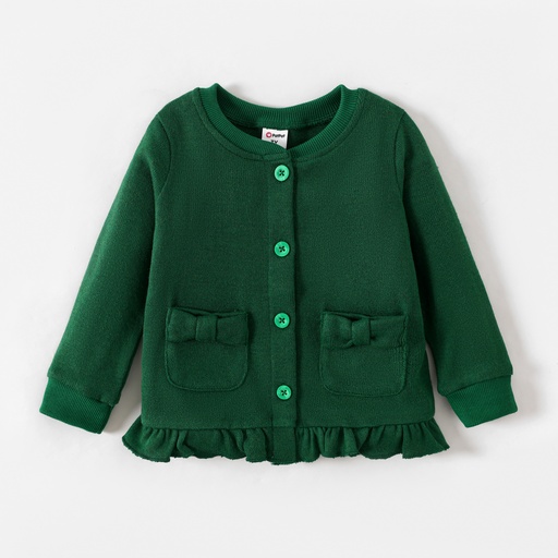 [SC11-20673005] Toddler Girl School Uniform Ruffle Hem Button Up Jacket