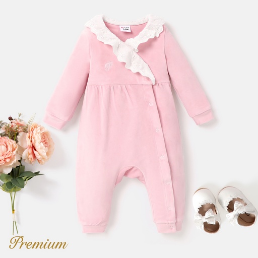 [SC11-20673274] Long Sleeve Ruffle Edge Elegant Letter Jumpsuit for Baby Girls