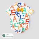 Naia™ Baby Boy Allover Colorful Letter Print Bow Tie Decor Short-sleeve Shirt Romper