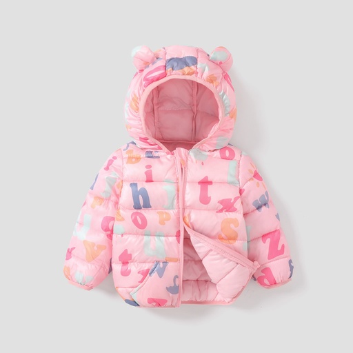 Kid Boy/Girl Hooded Letter Pattern Coat