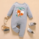 Baby Boy Graphic Fox & Letter Print Long-sleeve Jumpsuit