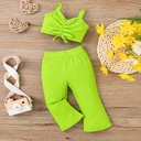 2pcs Baby Girl 95% Cotton Ribbed Solid Slip Top and Pants Set