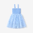 Kid Girl 3D Butterfly Design Mesh Splice Smocked Slip Dress