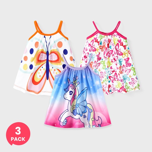 [SC12-20908361] 3-Pack Baby Girl Sweet Butterfly & Unicorn Dress