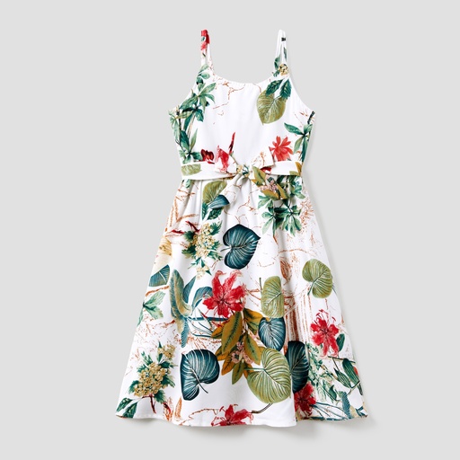 [SC12-20782721] Family Matching Beach Shirt and Floral Button-Front Strap Dress Sets