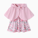 Baby Girl 2pcs Solid Cardigan and Floral Print Dress Set