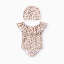 2pcs Baby Girl's Sweet Plants Floral Ruffle Swimwear