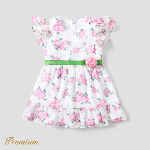Toddler Girl Elegant Floral Ruffle Dress