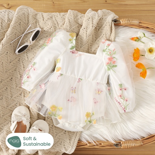 Baby Girl Naia Sweet Floral Lace Ruffle Long sleeve Romper