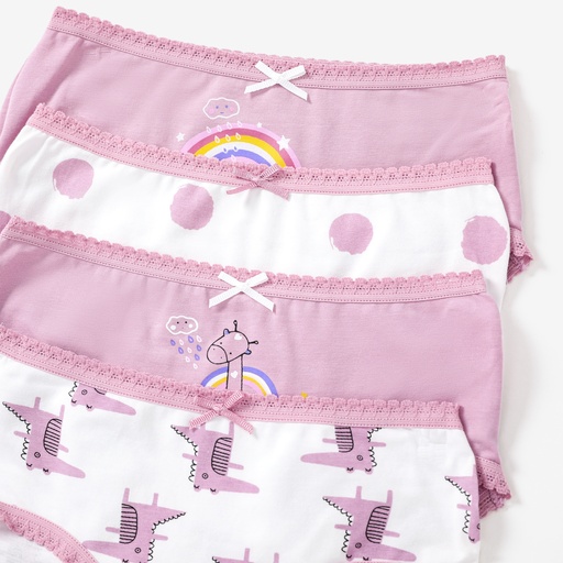[SC13-20723212] 4pcs Kid Girl 3D Hyper-Tactile Cotton Cute Animal Print Underwear Set