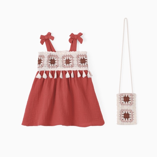 [SC13-20835699] Baby Girl 2pcs Bohemia Tassel design Dress with Bag