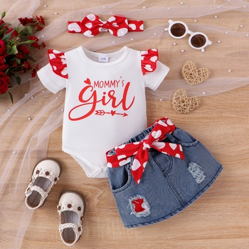 Sweet Cotton 2pcs Flutter Sleeve Suit-Dress for Baby Girl - Letter Pattern