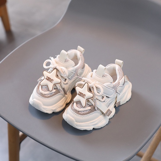 Toddler/Kid Unisex Star Decor Lace-Up Velcro Sports Sneakers Shoes