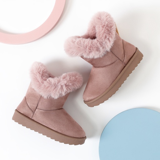[WCL13-20501212] Toddler / Kid Fluffy Trim Pink Thermal Snow Boots