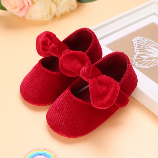 [WCL13-20237965] Christmas Baby / Toddler Bow Velcro Soft Sole Prewalker Shoes