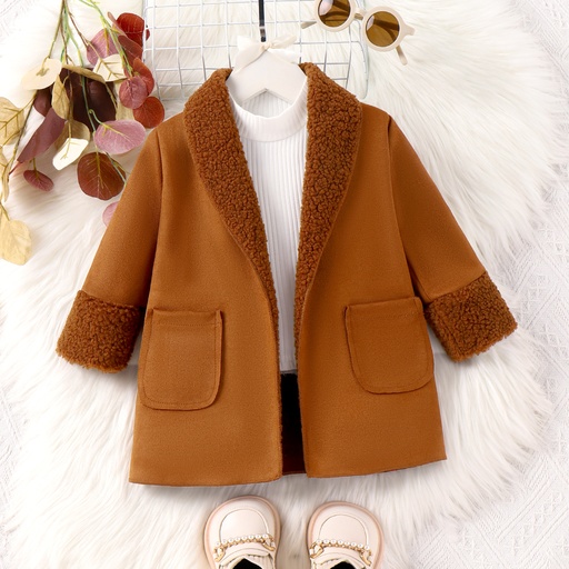 [WCL13-20760908] Baby Girl/Boy Solid Lapel Casual Warm Fleece Coat & Jacket 