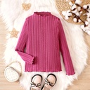 Toddler Girl's Basic Turtle neck Textured material Tee