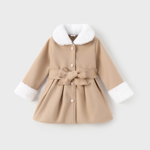 Toddler Girl Sweet Button Design Woolen Coat 