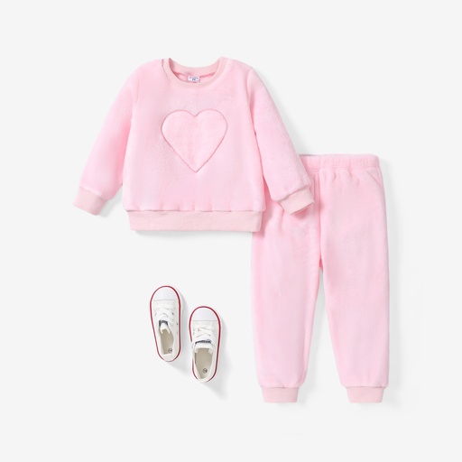 2PCS Toddler Girl Sweet Heart-shaped Set 